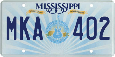 MS license plate MKA402