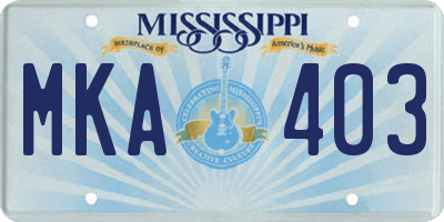 MS license plate MKA403