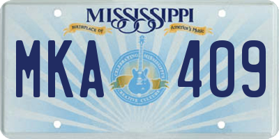 MS license plate MKA409