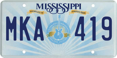 MS license plate MKA419