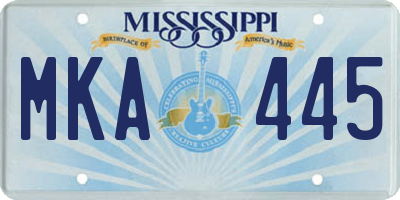 MS license plate MKA445