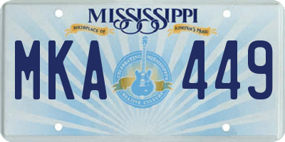MS license plate MKA449