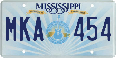 MS license plate MKA454