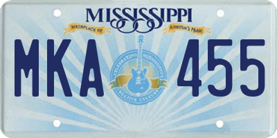 MS license plate MKA455