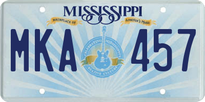 MS license plate MKA457