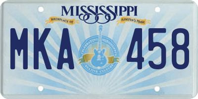 MS license plate MKA458