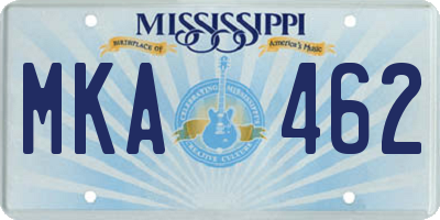 MS license plate MKA462