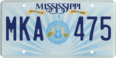 MS license plate MKA475