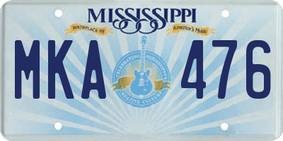 MS license plate MKA476