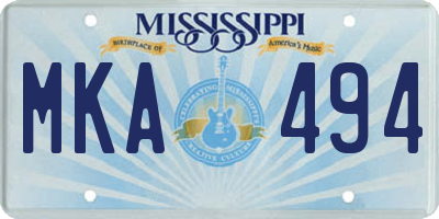 MS license plate MKA494