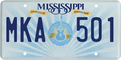 MS license plate MKA501