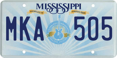 MS license plate MKA505