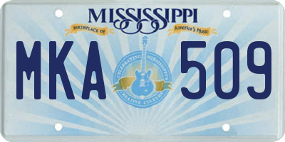 MS license plate MKA509