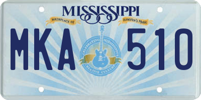 MS license plate MKA510