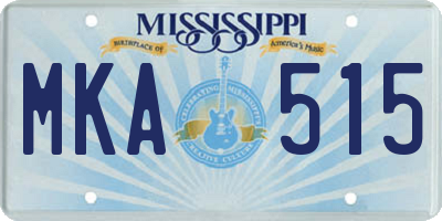 MS license plate MKA515