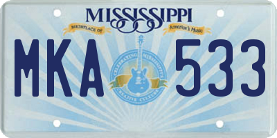 MS license plate MKA533