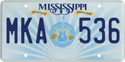 MS license plate MKA536