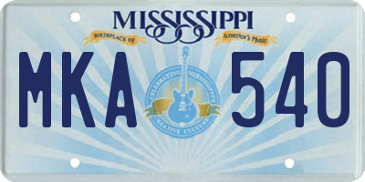 MS license plate MKA540