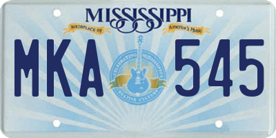 MS license plate MKA545