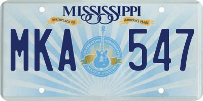 MS license plate MKA547