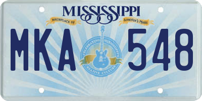 MS license plate MKA548