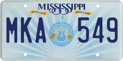 MS license plate MKA549
