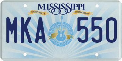 MS license plate MKA550