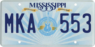 MS license plate MKA553