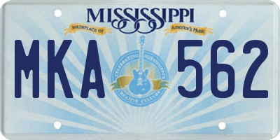 MS license plate MKA562