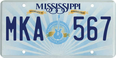 MS license plate MKA567