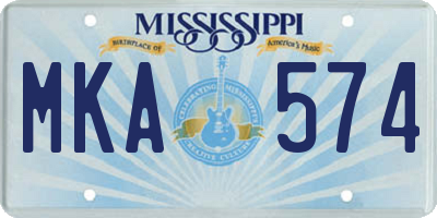 MS license plate MKA574