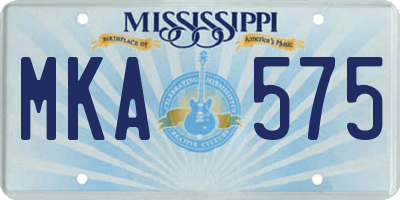 MS license plate MKA575