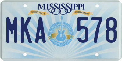MS license plate MKA578