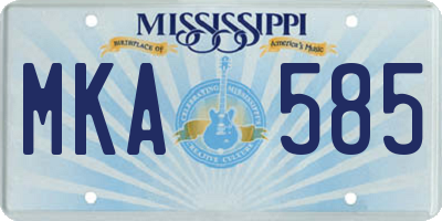 MS license plate MKA585