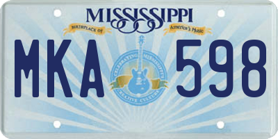 MS license plate MKA598