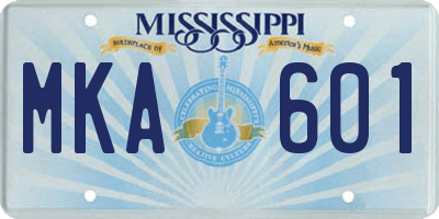 MS license plate MKA601