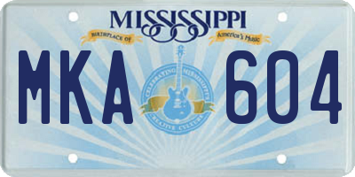 MS license plate MKA604