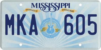 MS license plate MKA605