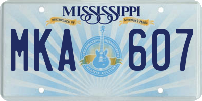 MS license plate MKA607