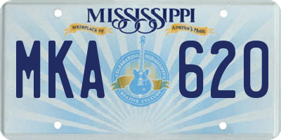MS license plate MKA620
