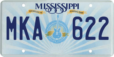 MS license plate MKA622
