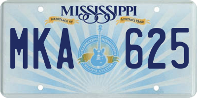 MS license plate MKA625