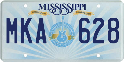 MS license plate MKA628