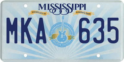 MS license plate MKA635