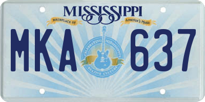 MS license plate MKA637