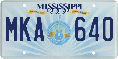 MS license plate MKA640