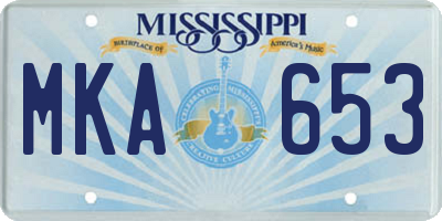 MS license plate MKA653