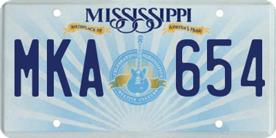 MS license plate MKA654