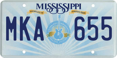 MS license plate MKA655
