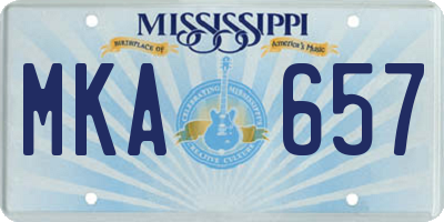 MS license plate MKA657
